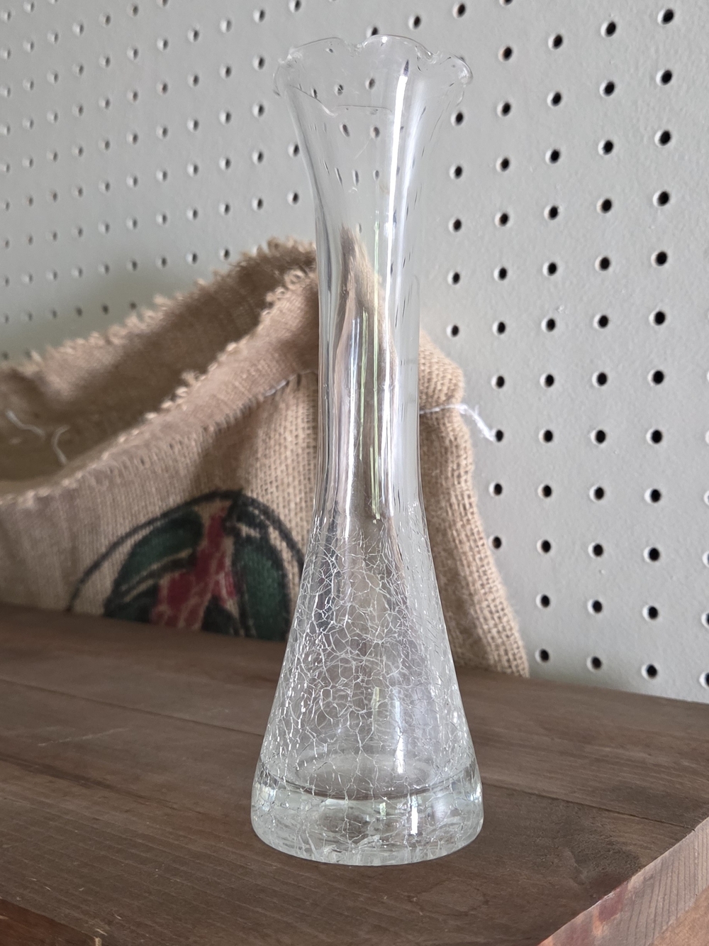 Clear Crackle Glass Bud Vase - Elegant Home Accent